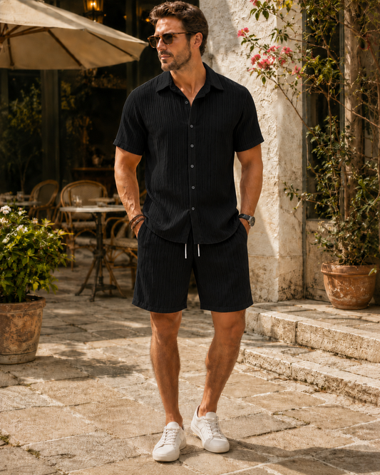 ☀️ Men's Textured Shirt & Shorts Set