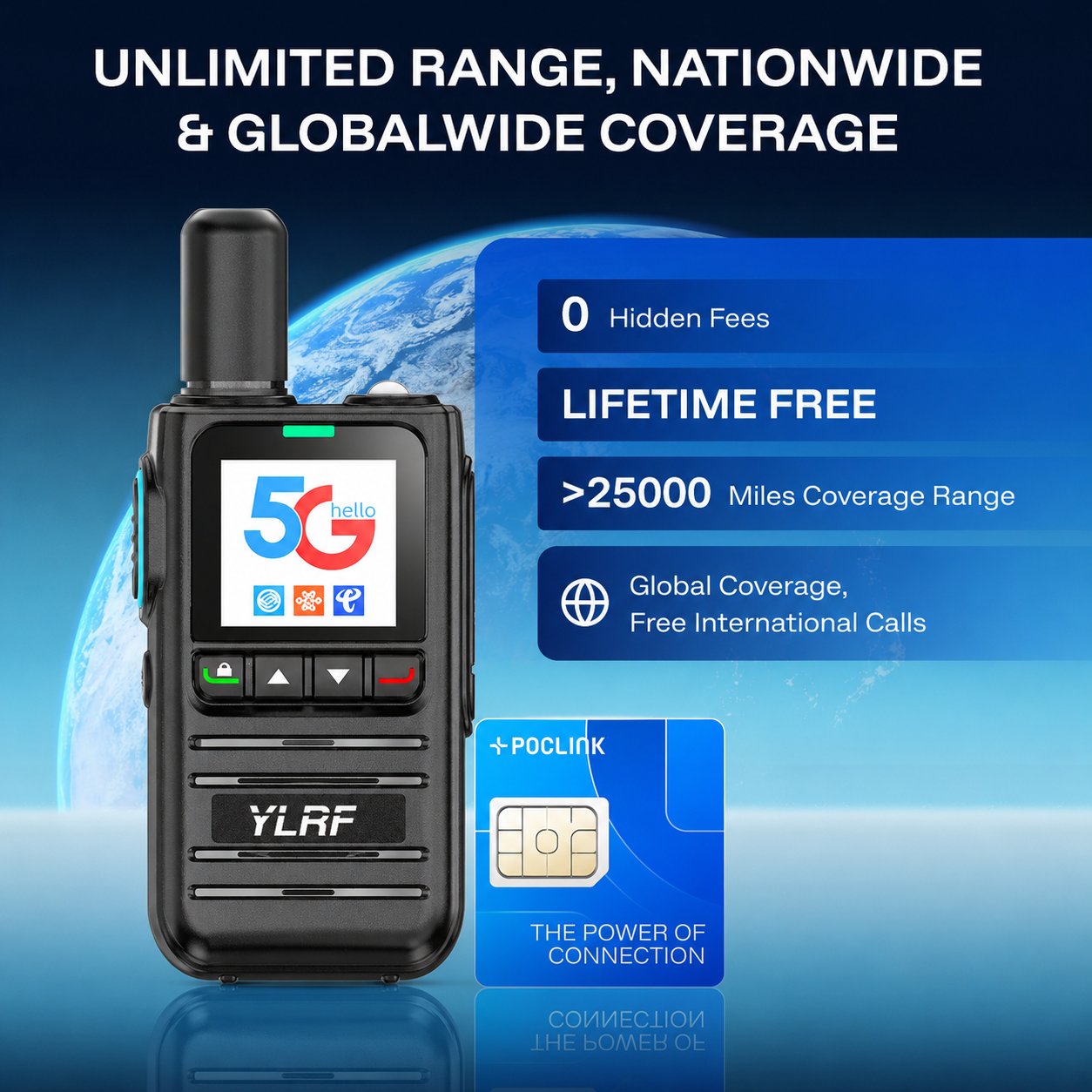 ✨5G LTE Global Walkie Talkie with Lifetime Free SIM – Unlimited Range POC Smart Radio with App 🌍