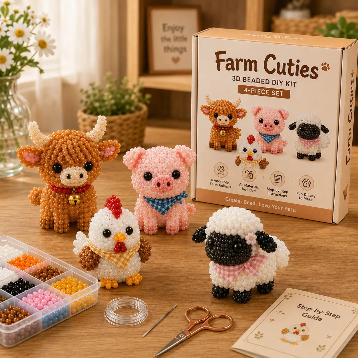 🔥Last Day 49% OFF -🧵✨Tiny 3D Beaded Animal DIY Kit