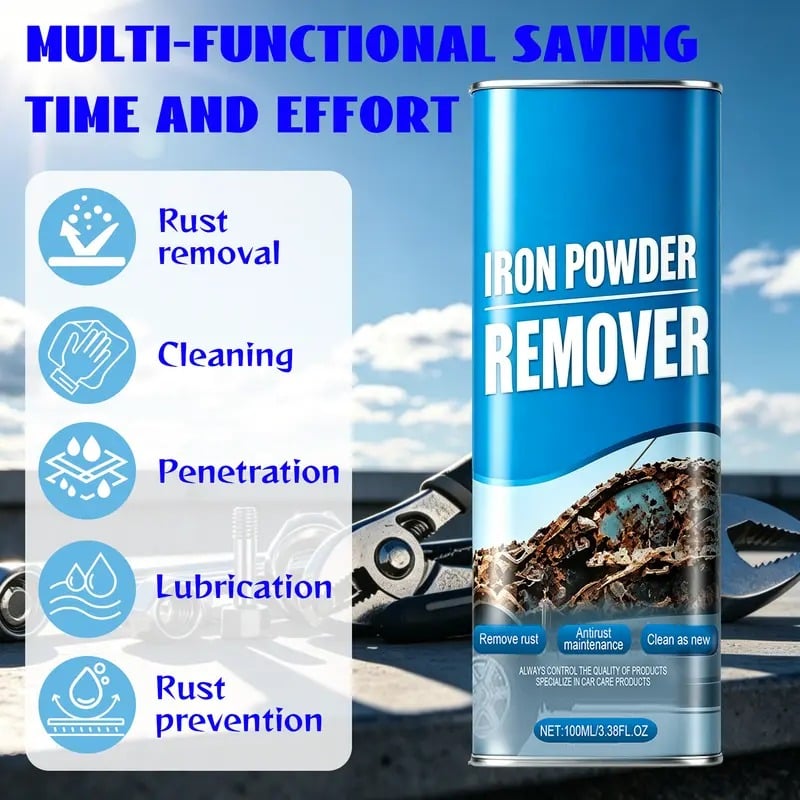 🔥Automotive Rust Remover Spray 100ML – Fast-Acting Iron & Rust Cleaner for Wheels, Rims, Metal Surfaces