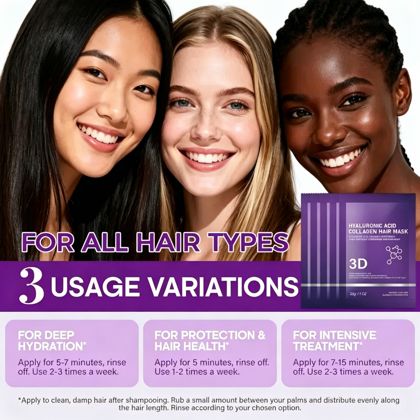 💆‍♀️ 3D Collagen & Hyaluronic Acid Deep Hydration Hair Mask