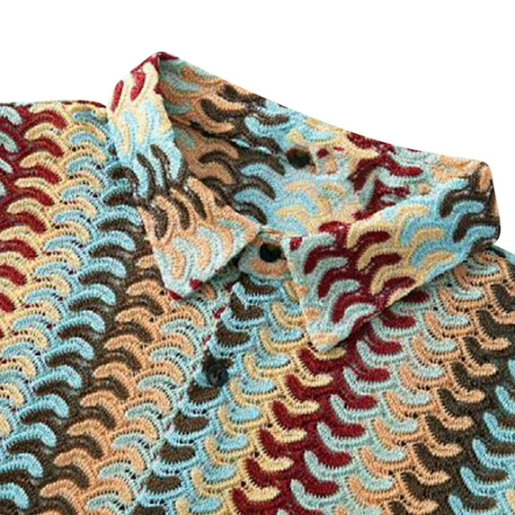 🔥Men’s Color-Block Crochet Knit Shirt