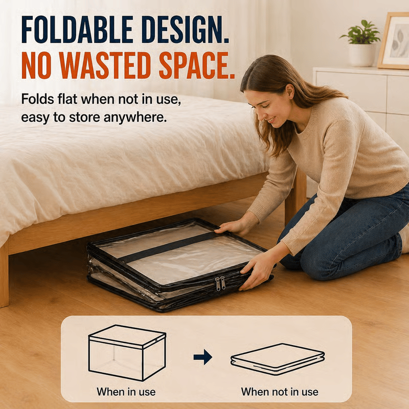 🏡 Clutter-Free Living: Heavy-Duty Transparent Storage Bins for Wardrobe, Closet & Toy Organization 🧸