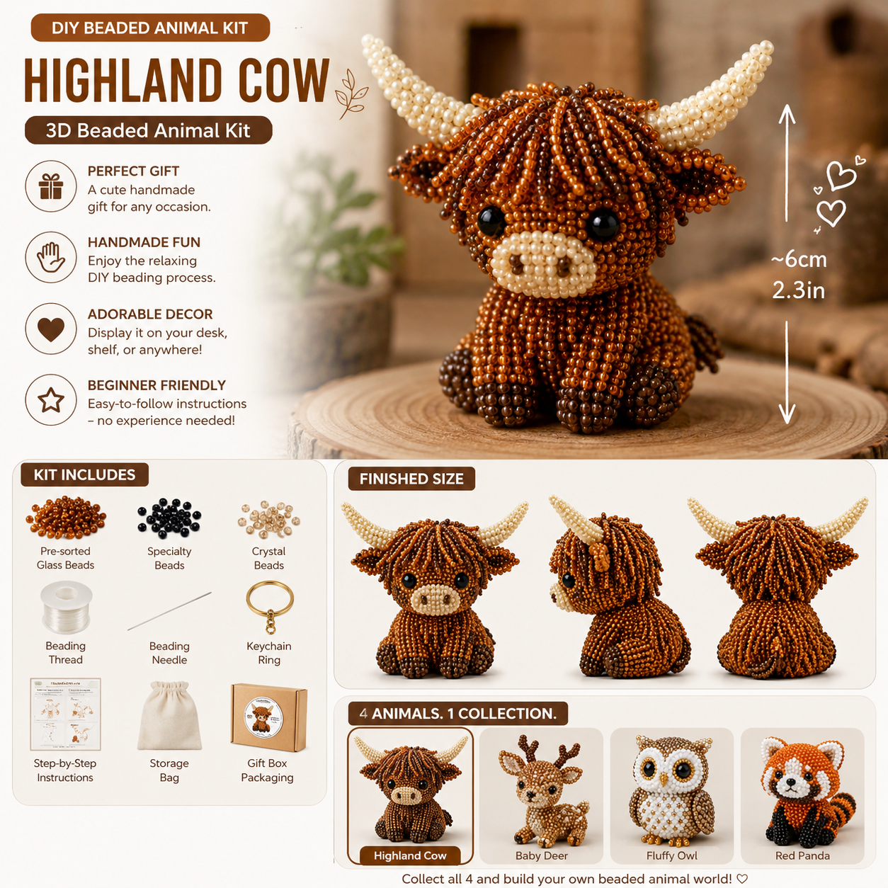 🧵🐦 3D Beaded Animal DIY Kit | Perfect Gift for Craft & Animal Lovers ✨