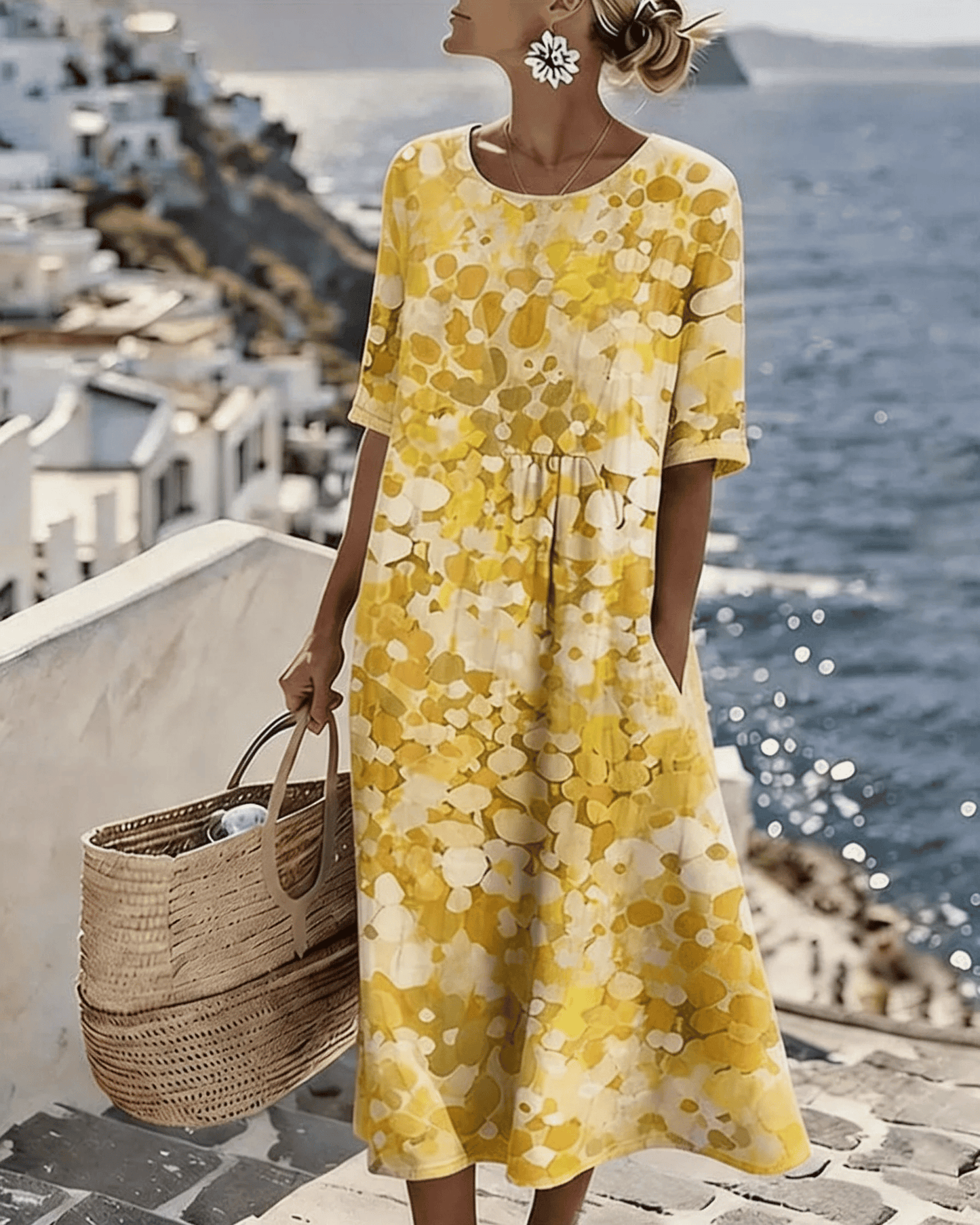 🌸Colour Bloom Watercolor Milk Silk Dress