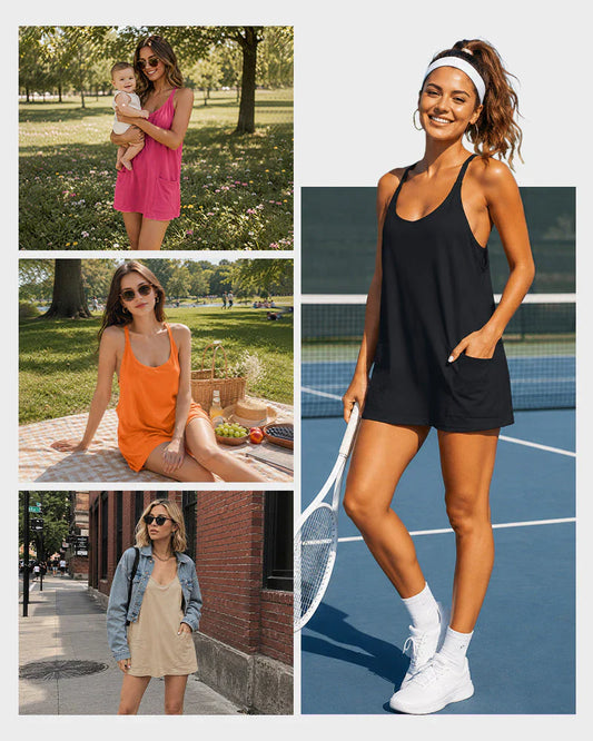 👗Women's Sporty Sleeveless Mini Built-in Shorts Dress