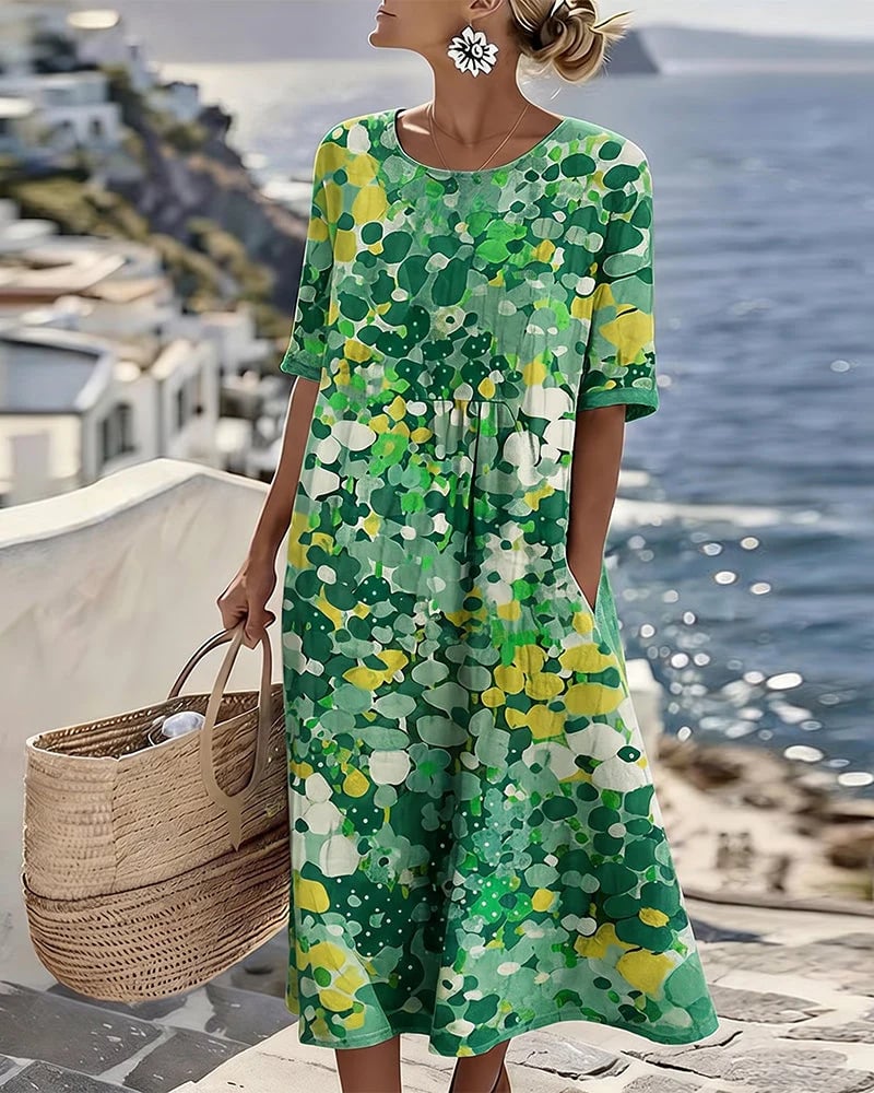 🌸Colour Bloom Watercolor Milk Silk Dress