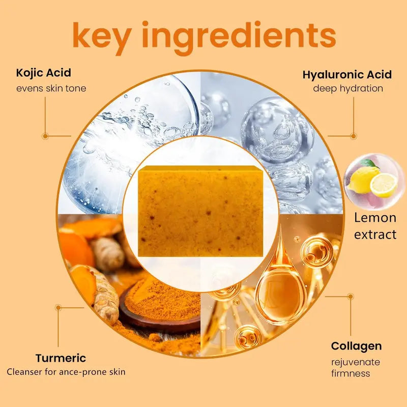 🍋 Lemon Turmeric &amp; Kojic Acid Brightening Cleansing Soap Bar