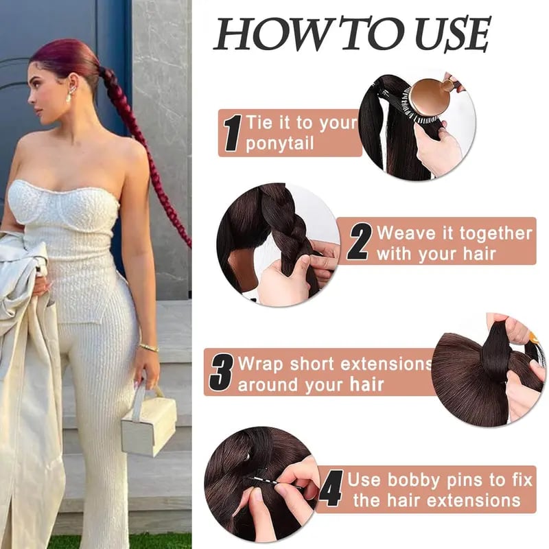 🔥Hot Sale 49% OFF - 💇‍♀️DIY Long Braid Ponytail Extension with Elastic Tie✨