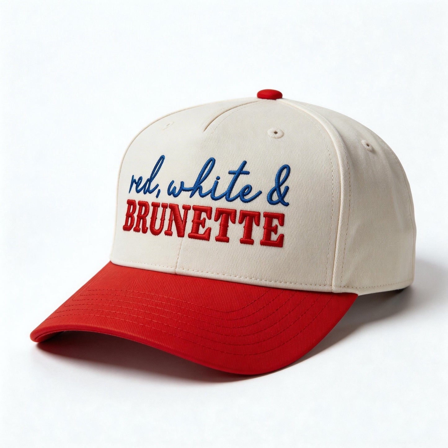 Red White & BRUNETTE Hat