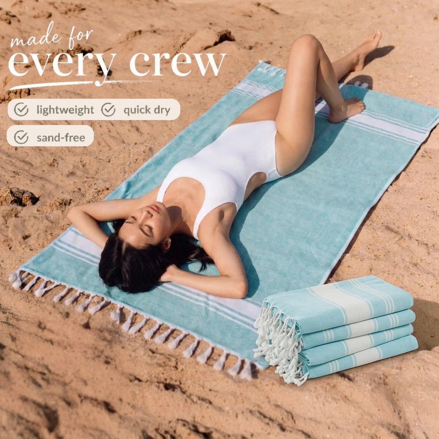Summer Breeze XL Flat-Weave Beach Towel 🏖️ Lightweight & Sand-Free Cotton
