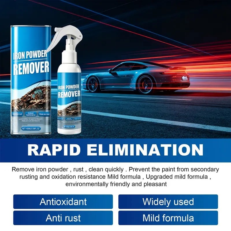 🔥Automotive Rust Remover Spray 100ML – Fast-Acting Iron & Rust Cleaner for Wheels, Rims, Metal Surfaces