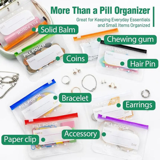 💊A8 Waterproof Pill Pouch Set – 7 to 14 Days of Meds & Vitamins💧Waterproof & Crush-Resistant Shell