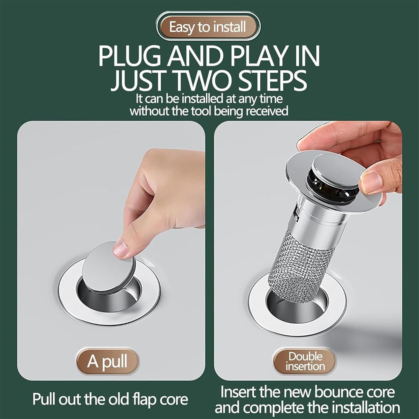 🚰 Universal Pop-Up Bathroom Sink Stopper