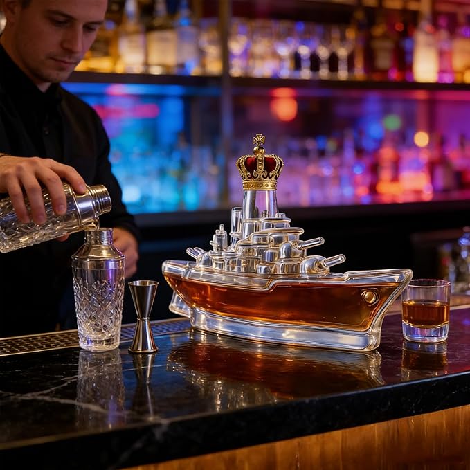 Whisky Decanter - Artistic Ship-shaped Glass Sculpture For Liquor Storage