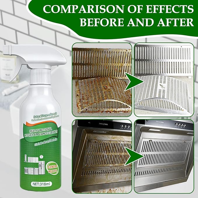 Professional Multi-Purpose Kitchen Degreaser Spray — Fast-Acting Enzymatic Formula ✨
