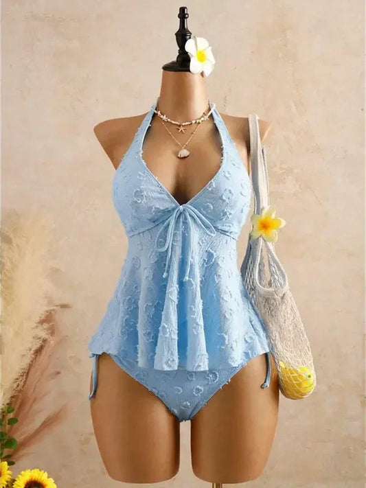 🌴 ELEGANT LACE HALTER SWIMDRESS