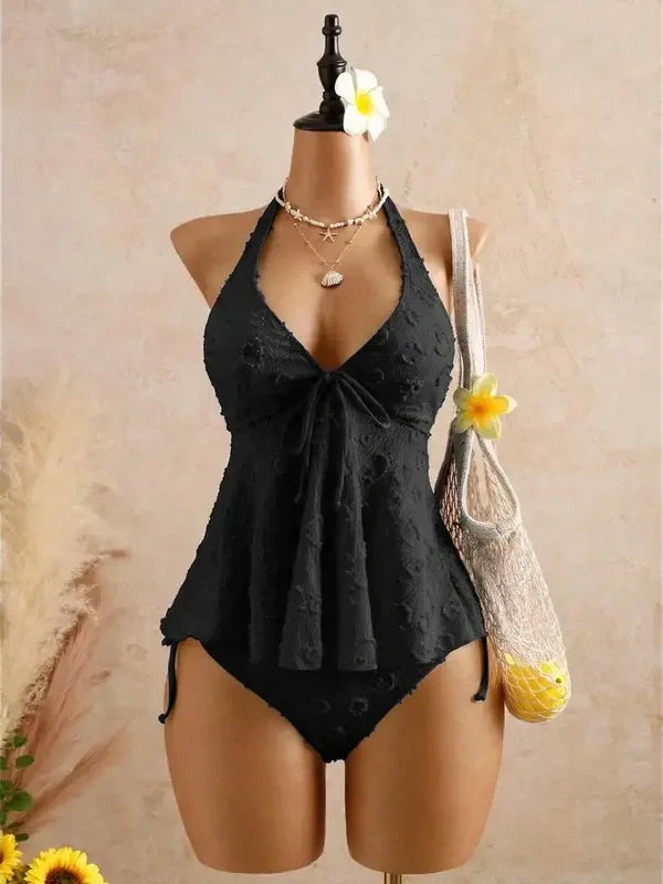 🌴 ELEGANT LACE HALTER SWIMDRESS