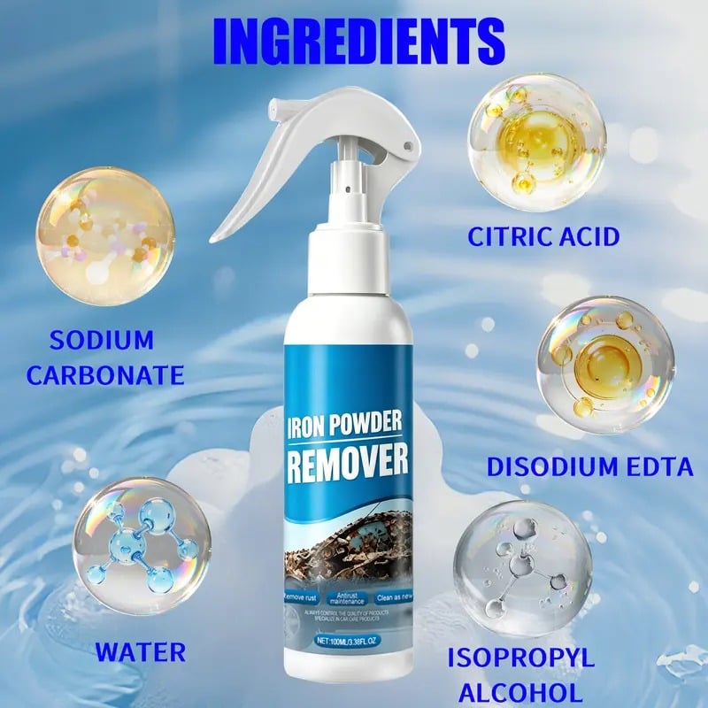 🔥Automotive Rust Remover Spray 100ML – Fast-Acting Iron & Rust Cleaner for Wheels, Rims, Metal Surfaces