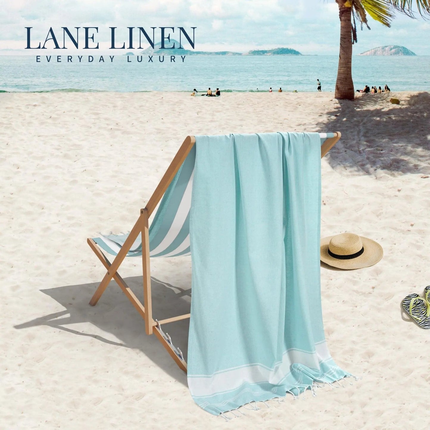 Summer Breeze XL Flat-Weave Beach Towel 🏖️ Lightweight & Sand-Free Cotton