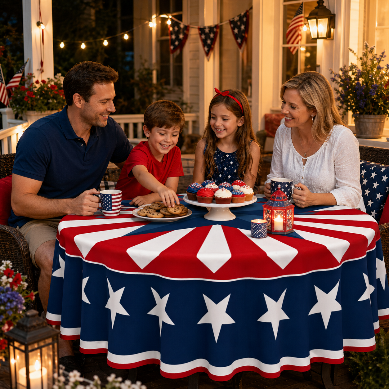 Patriotic Starburst Round Tablecloth 🎇 July 4th Independence Day Decor & Outdoor Picnic Cover ✨