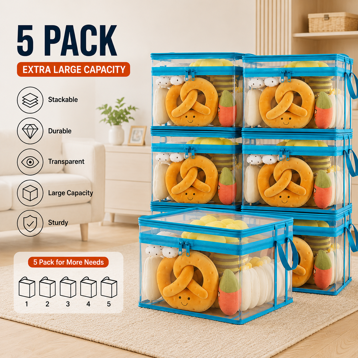 🏡 Clutter-Free Living: Heavy-Duty Transparent Storage Bins for Wardrobe, Closet & Toy Organization 🧸