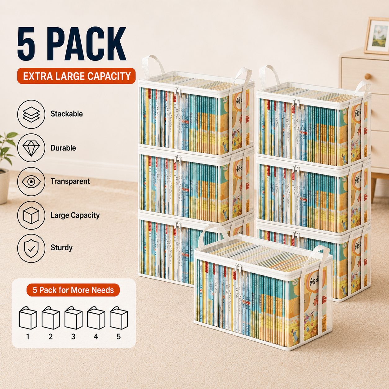 🏡 Clutter-Free Living: Heavy-Duty Transparent Storage Bins for Wardrobe, Closet & Toy Organization 🧸