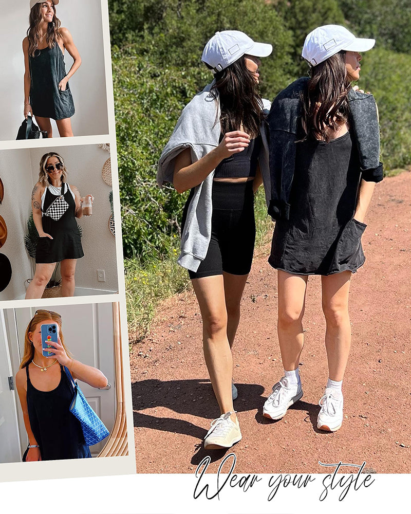 👗Women's Sporty Sleeveless Mini Built-in Shorts Dress
