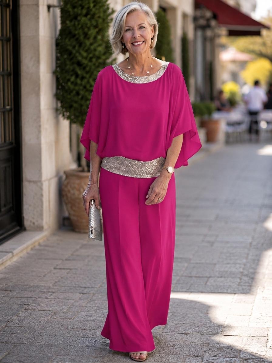 ✨ Women's Elegant Chiffon 2-Piece Pantsuit