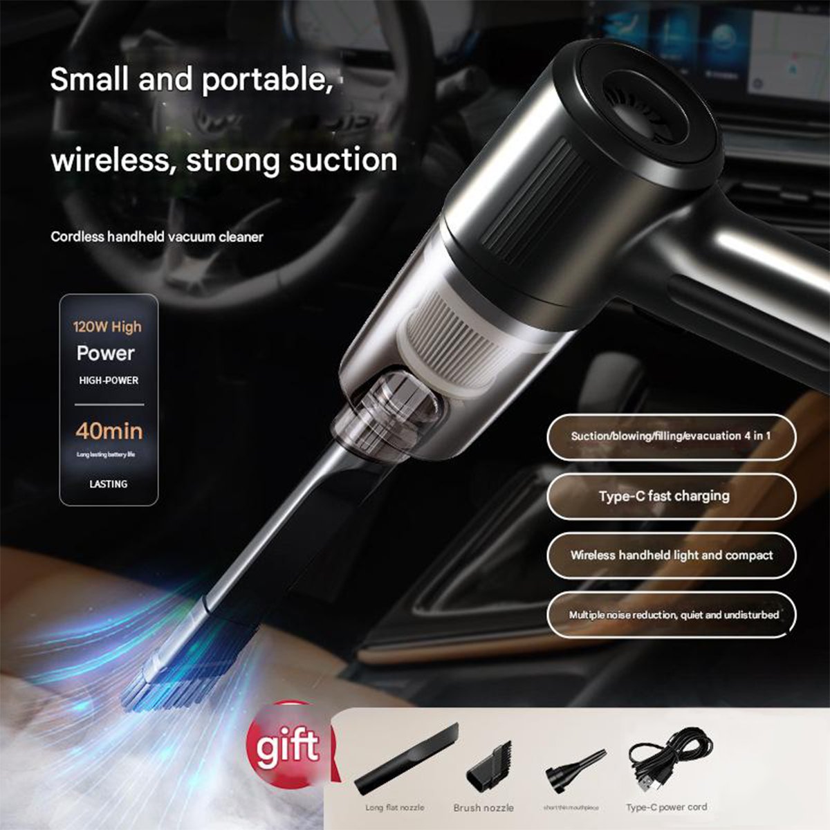 🔥Wireless  Handheld Car Vacuum Cleaner Portable Cordless
