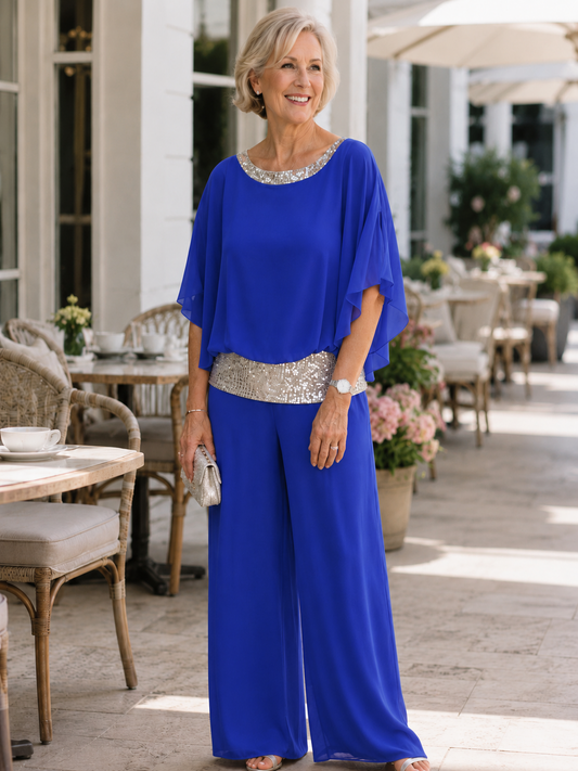 ✨ Women's Elegant Chiffon 2-Piece Pantsuit