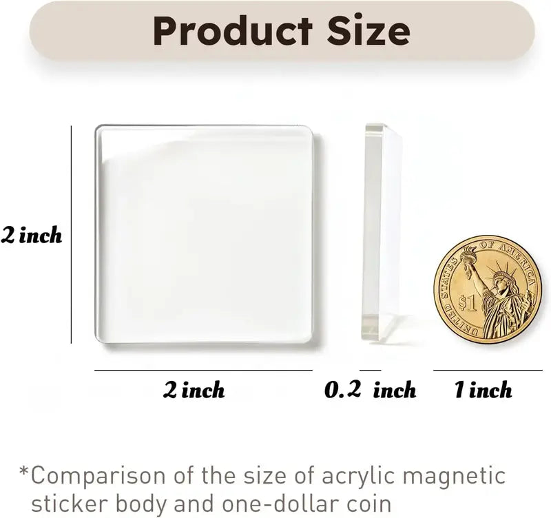 🖼️ 10-Pack DIY Clear Acrylic Fridge Magnets (2"x2")