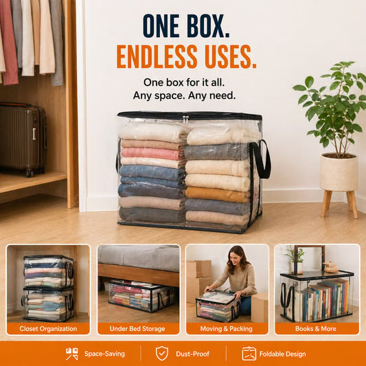 🏡 Clutter-Free Living: Heavy-Duty Transparent Storage Bins for Wardrobe, Closet & Toy Organization 🧸