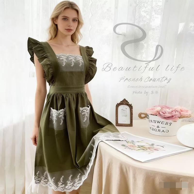 [Mother's Day gift] Cotton Apron 🌸100% cotton floral pattern, full-coverage gardening apron, suitable for flower shops and home use