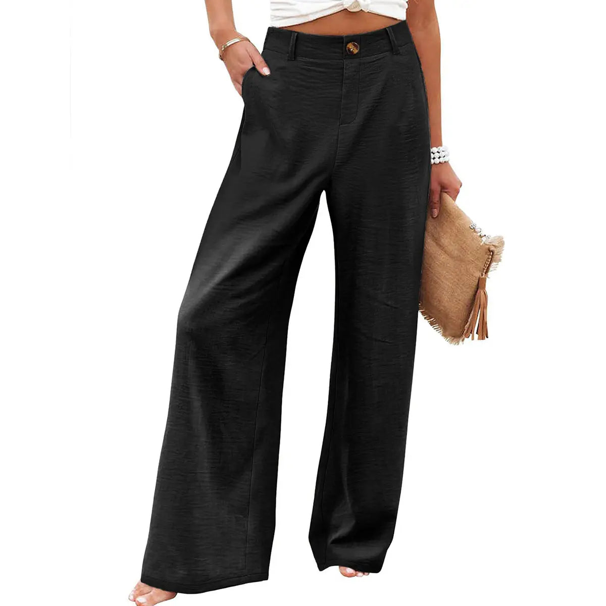 ☀️ Summer Obsession – Breezy Elastic Waist Linen Wide Leg Pants