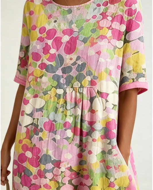 🌸Colour Bloom Watercolor Milk Silk Dress