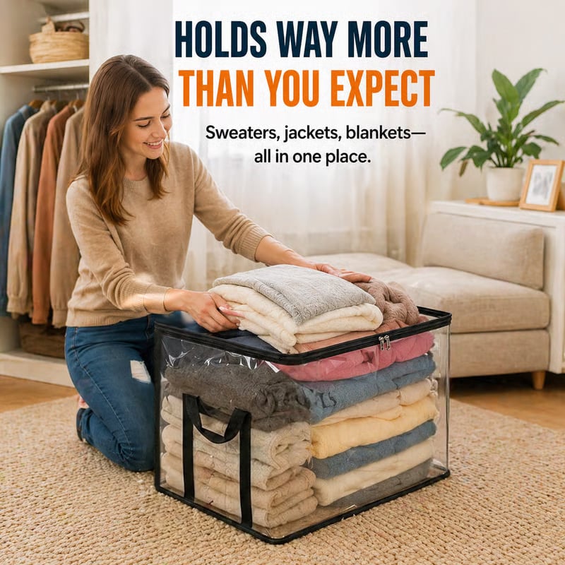 🏡 Clutter-Free Living: Heavy-Duty Transparent Storage Bins for Wardrobe, Closet & Toy Organization 🧸