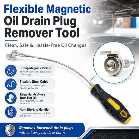 Magnetic Flexible Oil Drain Plug Remover Tool – No Mess, No Burn Oil Change Helper 🛠️✨