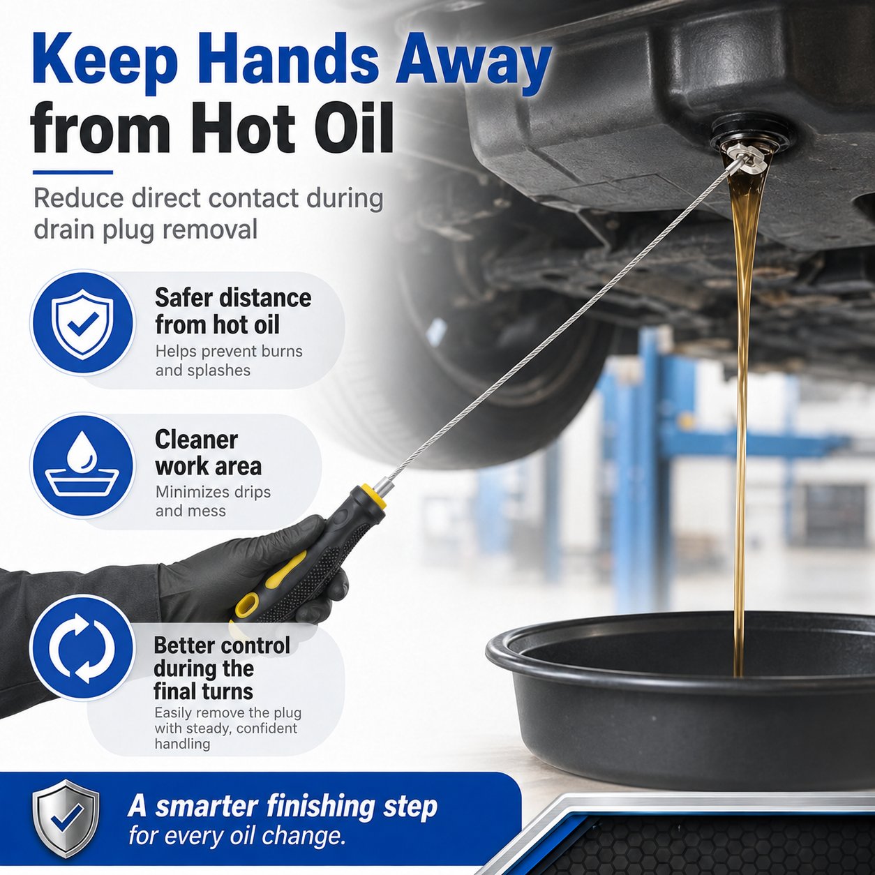 Magnetic Flexible Oil Drain Plug Remover Tool – No Mess, No Burn Oil Change Helper 🛠️✨