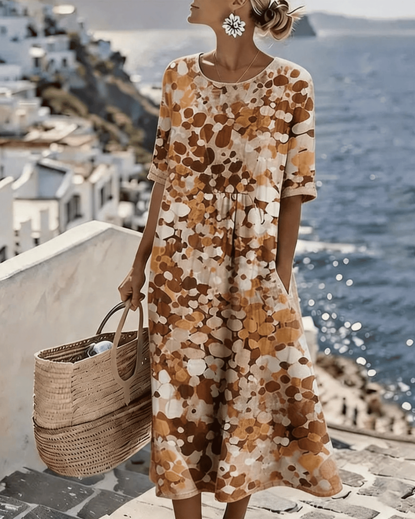🌼Colour Bloom Watercolor Milk Silk Dress