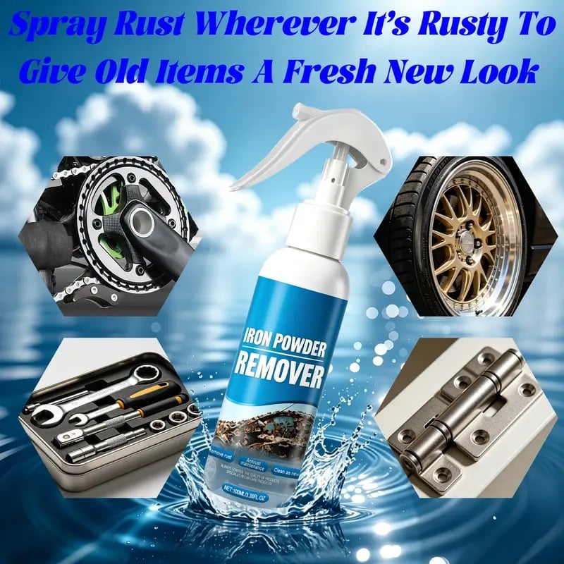 🔥Automotive Rust Remover Spray 100ML – Fast-Acting Iron & Rust Cleaner for Wheels, Rims, Metal Surfaces