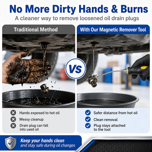 Magnetic Flexible Oil Drain Plug Remover Tool – No Mess, No Burn Oil Change Helper 🛠️✨