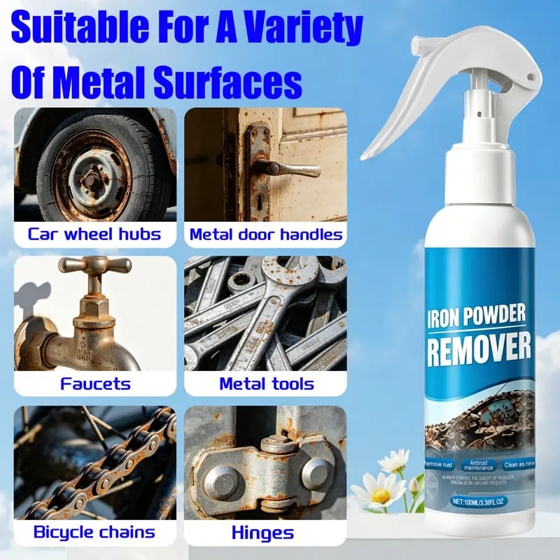 🔥Automotive Rust Remover Spray 100ML – Fast-Acting Iron & Rust Cleaner for Wheels, Rims, Metal Surfaces