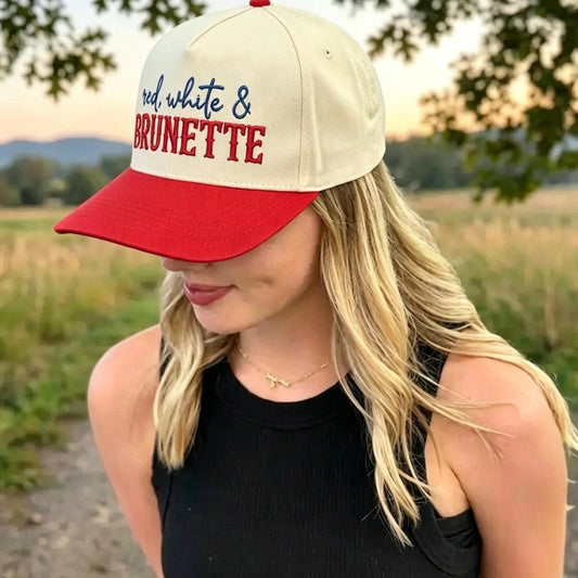 Red White & BRUNETTE Hat