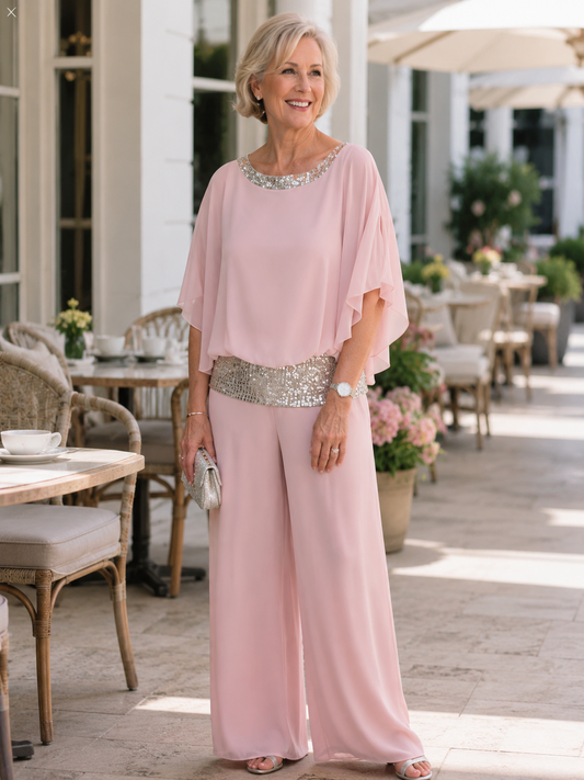 ✨ Women's Elegant Chiffon 2-Piece Pantsuit