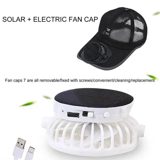 ☀️ Solar & USB Dual-Powered Fan Hat: UPF50+ breathable cooling baseball cap with 3-speed 360° adjustable whisper-quiet fan!